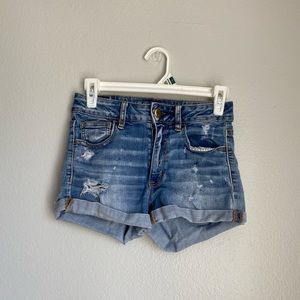 American Eagle Hi-Rise Shortie Jean Shorts Size 2